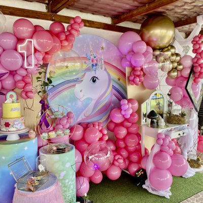 Cumpleaños 1 Año, Unicornio Pink